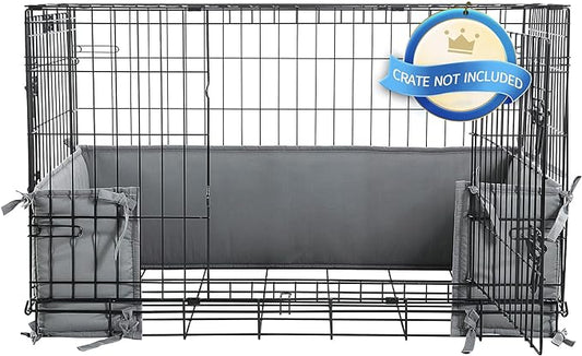 Hombys Dog Crate Bumper with Ties - Soft Crate Accessory (Do Not Include Cage) (Dark Grey, 30"x18")