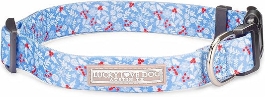 Lucky Love Dog Collar, Cute Winter Dog Collars for Medium Dogs, Blue Snowflake Dog Collar for Male and Female Dogs, Part of Purchase Donated to Dog Rescue - (Winterblue Collar, M)