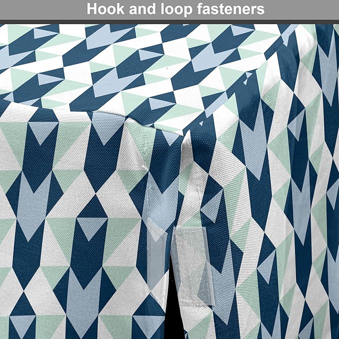 Lunarable Chevron Dog Crate Cover, Stripes Zigzags and Other Geometrical Shapes Pastel Colored Pattern, Easy to Use Pet Kennel Cover for Medium Large Dogs, 48 Inch, Mint Navy Blue Pale Blue