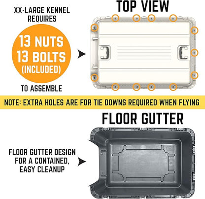 SportPet Designs Plastic Kennels Rolling Plastic Wire Door Travel Dog Crate, XXL