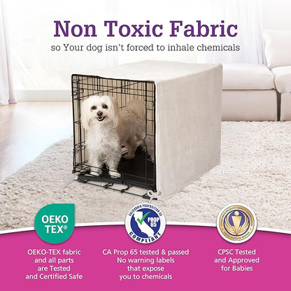 Pet Dreams Dog Crate Cover - Breathable Fabric Kennel Topper for Single-Door Crates, Fits iCrate Dog Cages 18, 24, 30, 36, 42, 48 Inches (Ivory, Medium, 30")