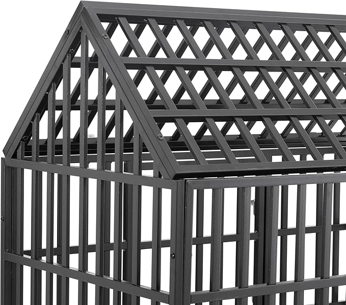 NicBex 47.2 Inch Heavy Duty Dog Crate Strong Metal Pet Kennel Playpen and Crate with Roof,Removable Trays and Wheels,Furniture Style Dog Crate for Medium/Large Dogs,Black