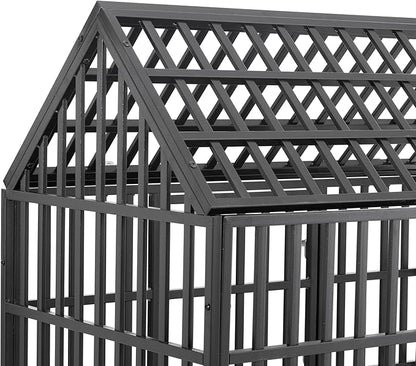 NicBex 47.2 Inch Heavy Duty Dog Crate Strong Metal Pet Kennel Playpen and Crate with Roof,Removable Trays and Wheels,Furniture Style Dog Crate for Medium/Large Dogs,Black