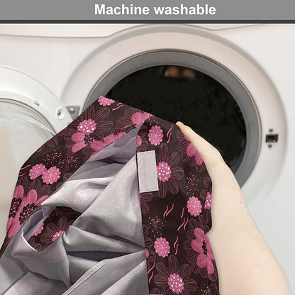 Lunarable Floral Dog Crate Cover, Botanical Theme Flowers Pattern Natural Art Abstract Blossoms, Easy to Use Pet Kennel Cover for Medium Large Dogs, 42 Inch, Charcoal Grey