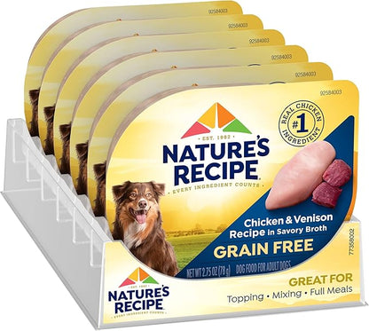 Nature’s Recipe Grain Free Wet Dog Food, Chicken & Venison Recipe, 2.75 Ounce Cup (Pack of 12)