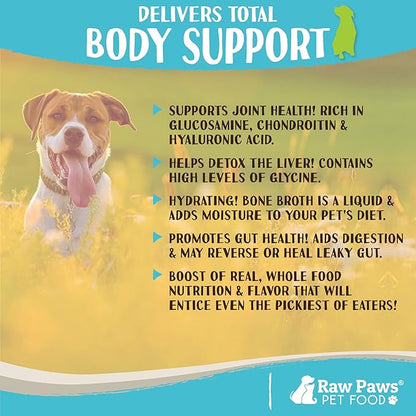 Raw Paws Chicken Bone Broth for Dogs & Cats, 6-oz - Made in USA - Dog Food Topper - Bone Broth Protein Powder for Dogs, Powdered Bone Broth for Dogs, Bone Broth for Cats, Dog Gravy Topper for Dry Food