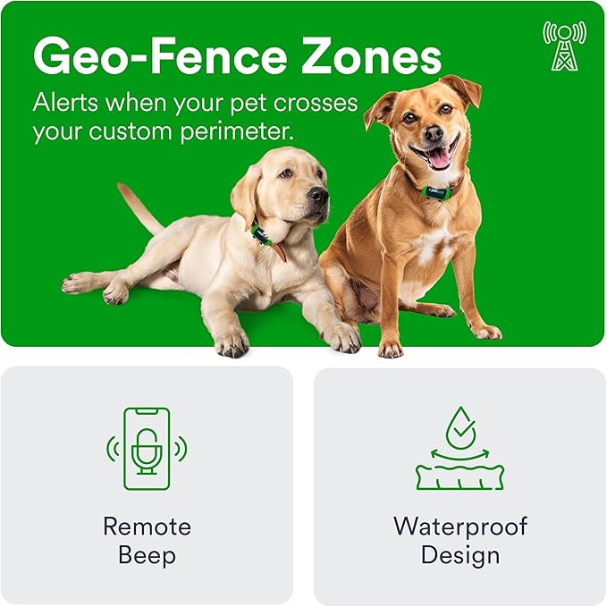 GPS Pet Tracker for Dogs by Petloc8 - Dog Tracker Fits on Your Pets Collar, Waterproof, Smart App Controllable Geofencing and Pet Location History - 3 Months Prepaid Subscription Included