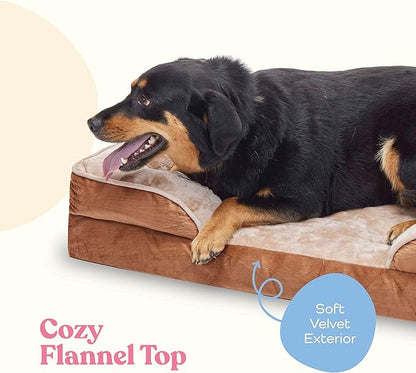 Orthopedic Sofa Dog Bed - Ultra Comfortable Dog Bed for Large Dogs - Breathable & Waterproof Pet Bed- Egg Foam Sofa Bed with Extra Head and Neck Support - (X-Large, Brown)