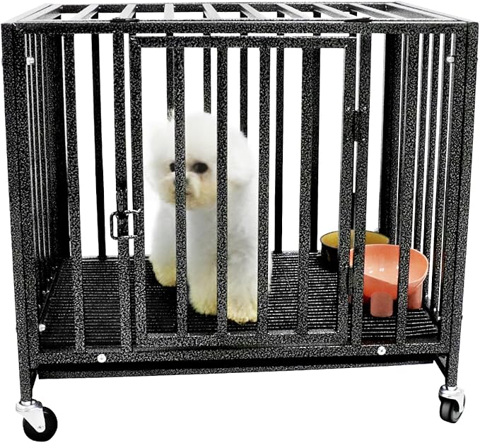 Loonpon Dog Crates for Small Dogs Under 25lbs,24.4 inch Heavy Duty Small Dog Crate with Wheels,Metal Double Door Dog Kennel Indoor Outdoor for Small Dog Puppy