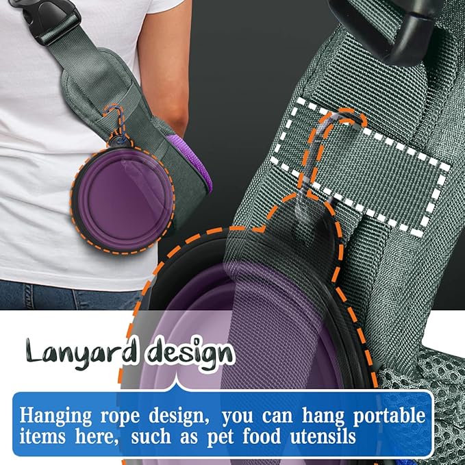 Dog Cat Sling Carrier, Adjustable Padded Shoulder Strap, with Mesh Pocket for Outdoor Travel (S - Up to 6 lbs, Light Purple - Grey)