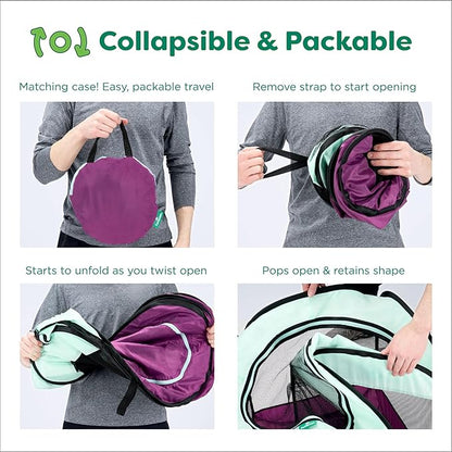 Furhaven Portable Dog Playpen Cat Tent, Pet Playground/Kennel Foldable Indoor Outdoor Zippered Puppy Crate - Purple, Extra Large