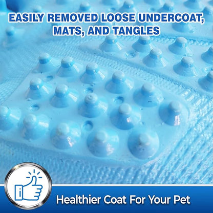 PET MAGASIN Dog Grooming Gloves for Gentle Deshedding and Bathing (Blue, Medium)