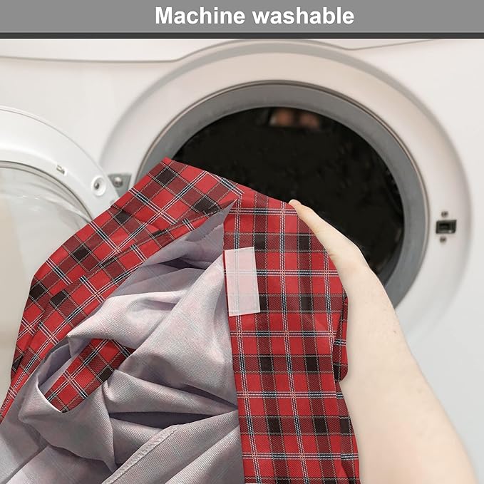 Lunarable Buffalo Plaid Dog Crate Cover, Arrangement with Lumberjack Themes Geometric Concept Pattern Print, Easy to Use Pet Kennel Cover for Cats & Medium Dogs, 24 Inch, Vermilion and Grey