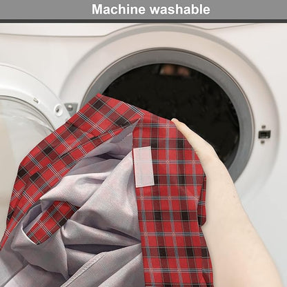 Lunarable Buffalo Plaid Dog Crate Cover, Arrangement with Lumberjack Themes Geometric Concept Pattern Print, Easy to Use Pet Kennel Cover for Cats & Medium Dogs, 24 Inch, Vermilion and Grey