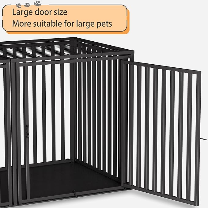 Extra Large Steel Tube Dog Crate with Mat Base, 48"x48"x28" Heavy Dog Crates for Large Dogs, Big Dog Cage, Dog Kennel, Puppy Dog Playpen with Top, Pet Cage, Indoor Outdoor, XXL2