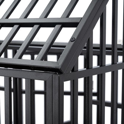 NicBex 47.2 Inch Heavy Duty Dog Crate Strong Metal Pet Kennel Playpen and Crate with Roof,Removable Trays and Wheels,Furniture Style Dog Crate for Medium/Large Dogs,Black