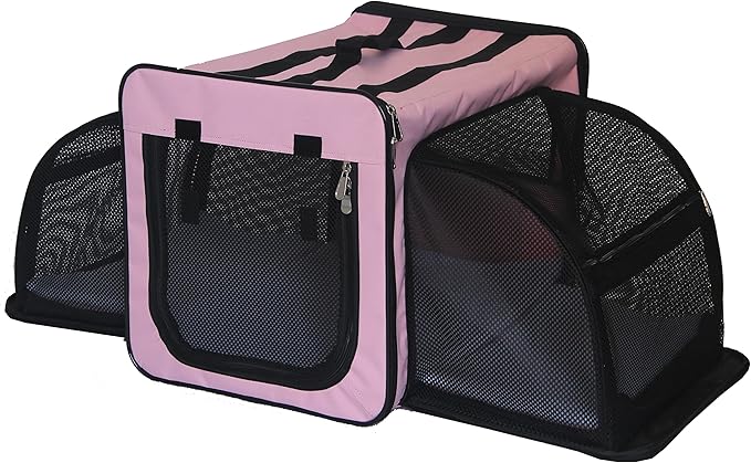 PET LIFE 'Capacious' Dual-Sided Expandable Spacious Wire Folding Collapsible Lightweight Pet Dog Crate Carrier House, X-Small, Pink