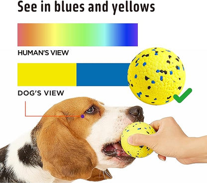 Dog Balls, 3Pcs Chew Toys Tennis Ball for Aggressive, Chewers Durable Teething Molar Tug Dog Toys, Interactive Fetch Balls Gift Set for Large Dog Medium Dog and Puppies, Durable Tug Toy, Yellow