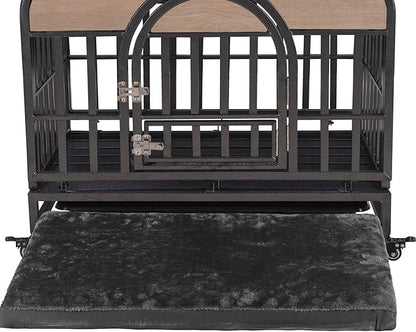 NicBex 46 Inch Heavy Duty Dog Crate Strong Metal Pet Kennel Playpen and Crate with Removable Trays and Wheels,Furniture Style Dog Crate for Medium/Large Dogs,Natural