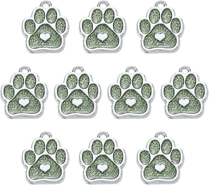 MECCANIXITY Cat Dog Paw Charm Footprint Paw Print Charm Alloy Enamel Pendants for DIY Jewelry Making, Earrings Necklaces Bracelets, Crafts