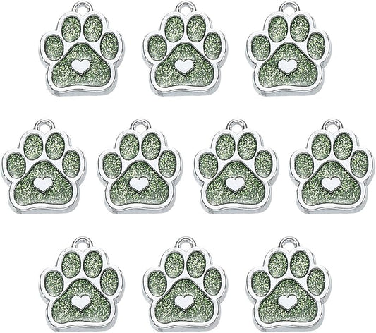 MECCANIXITY Cat Dog Paw Charm Footprint Paw Print Charm Alloy Enamel Pendants for DIY Jewelry Making, Earrings Necklaces Bracelets, Crafts