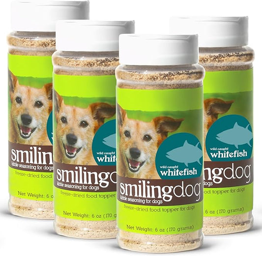 Herbsmith Kibble Seasoning – Freeze Dried Wild-Caught Whitefish – DIY Raw Coated Kibble Mixer - Dog Food Topper for Picky Eaters, 6 oz [Bundle x4]