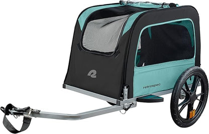 Retrospec Rover Waggin' Pet Bike Trailer - Small & Medium Sized Dogs Bicycle Carrier - Foldable Frame with 16 Inch Wheels - Non-Slip Floor & Internal Leash