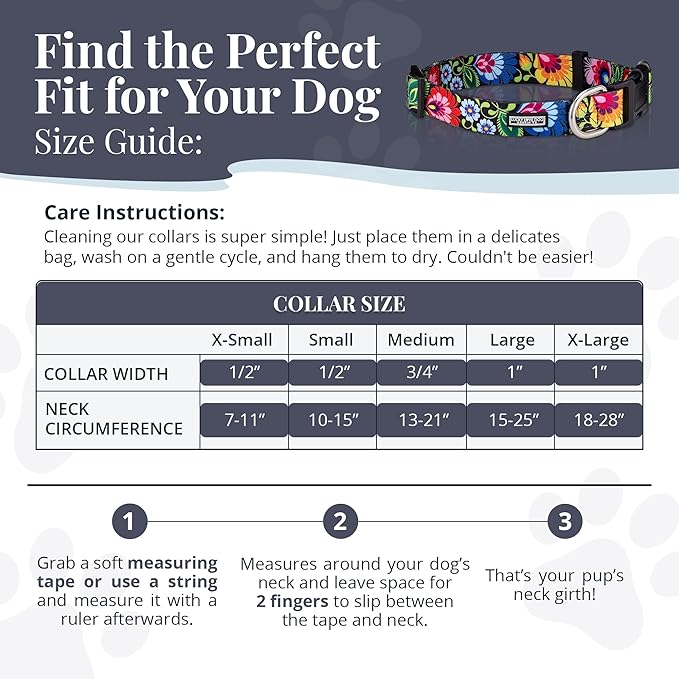 Lucky Love Dog - Adjustable Dog Collar with Easy Click Buckle for Small to Large Dogs, Durable, & Comfortable Collar for Male & Female Dogs, Pet Collar for Puppies & Adult Dogs - Blackbird, Medium