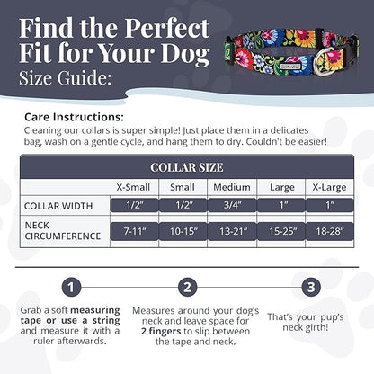 Lucky Love Dog - Adjustable Dog Collar with Easy Click Buckle for Small to Large Dogs, Durable, & Comfortable Collar for Male & Female Dogs, Pet Collar for Puppies & Adult Dogs - Blackbird, Medium