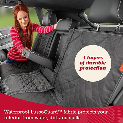 Lusso Gear Dog Car Seat Cover for Back Seat - Waterproof Dog Seat Cover for Back Seat - Non-Slip Back Seat Cover Stays in Place - Black Rear Seat Cover for Car, Truck and SUV - Car Seat Protector