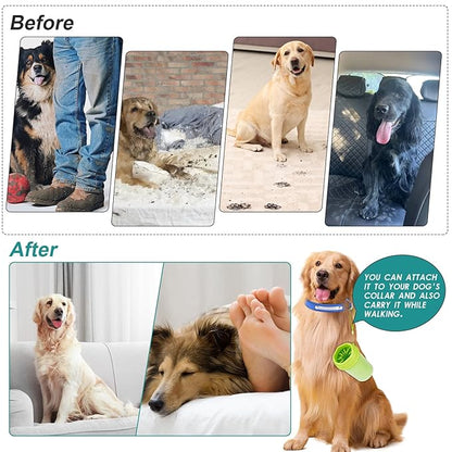 Portable Silicone Bristles Dog Foot Washer and Muddy Paw Cleaning Brush - A Great Gift, Free Bath Brush Included - Medium, Green