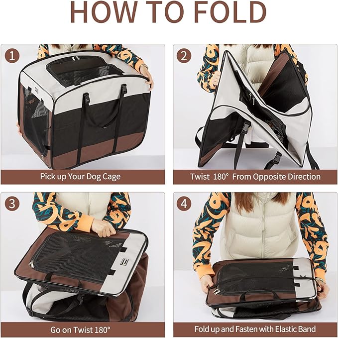 DONORO Dog Kennels and Crates for Medium Dogs, Portable Pop Up Indoor Pet Cage with Sturdy Wire Frame, Collapsible Travel Crate Soft Sided Cat Bag Escape Proof (36 Inch)