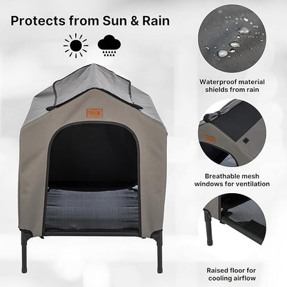 TRIXIE 2-in-1 Dog House and Bed - Elevated Indoor/Outdoor Tent with Removable Cover - Waterproof and Sun-Resistant - for Large Dogs up to 100 lbs - 39.4 x 35.4 x 48.8 in