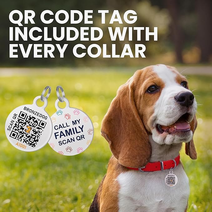 BRONZEDOG Rolled Leather Dog Collar with QR ID Tag Adjustable Soft Round Collars for Small Medium Large Dogs Puppy Cat (11" - 14 1/2" Neck Size, Burgundy)