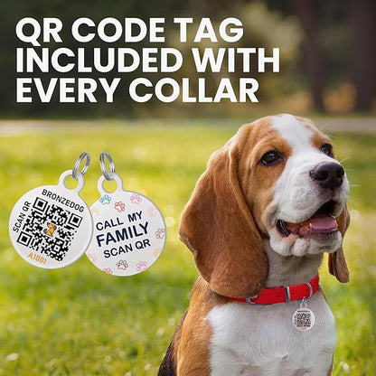 BRONZEDOG Rolled Leather Dog Collar with QR ID Tag Adjustable Soft Round Collars for Small Medium Large Dogs Puppy Cat (11" - 14 1/2" Neck Size, Burgundy)