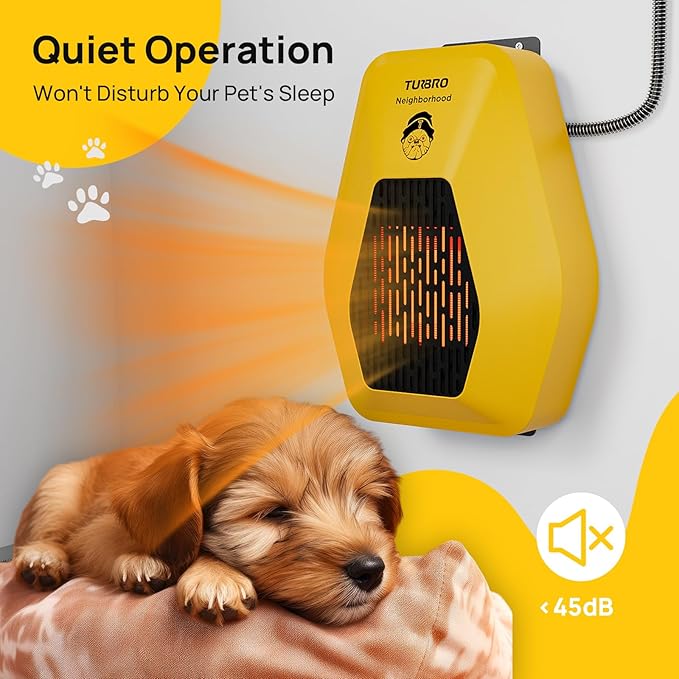 TURBRO Neighborhood WiFi Dog House Heater 800W, Wall Mount, 10ft Anti Bite Cord, Waterproof Control, Overheat Protection, Electric Warmer for Hound Kennel Cat Cage Chicken Coop, UL Test Passed