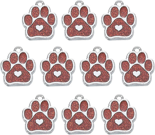 MECCANIXITY Cat Dog Paw Charm Footprint Paw Print Charm Alloy Enamel Pendants for DIY Jewelry Making, Earrings Necklaces Bracelets, Crafts