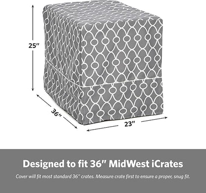 MidWest Homes for Pets Dog Crate Cover, Privacy Dog Crate Cover Fits Midwest Dog Crates, Crate Cover Only; Machine Wash & Dry; Gray Geo Print; 36 inch