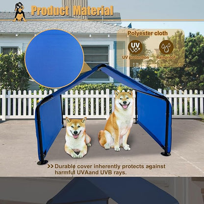 Outdoor Pet Shade Dog Shade Shelter, Versatile Pet Canopy Tent Pet Awning for Dogs, Cats, Small Animals and Livestock, 4'x4'x3' Waterproof, Sun Protection, Blue