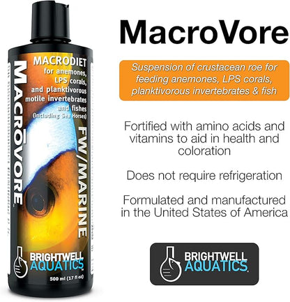 Brightwell Aquatics Macrovore - Food for Anemones, LPS Corals & Planktivorous Motile invertebrates & Fishes, 2 Liter