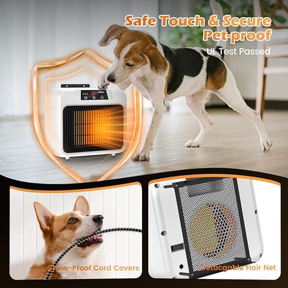 Upgrade 600W Large Dog House Heater w Thermostat, Adjustable Temp & Timer Heating Pet Heater for Outside Winter Insulated House,Safe Heated Outdoor & Won't Burn Pets, Electric Pet Kennel Heater