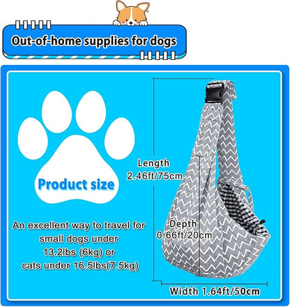 Kanemc Cat Wrap Carrier Small Dog Sling, Puppy Pouch Chest Bag Soft Shoulder Pad Bottom Support, Fits 12Lbs Short Dog 16Lbs Cats Pets, Grey Wave Carriers