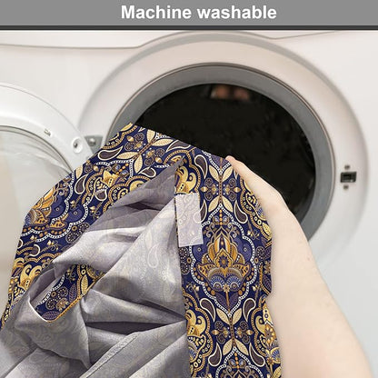 Ambesonne East Dog Crate Cover, Oriental Antique Pattern Foliage Inspirations Geometrical Design, Easy to Use Pet Kennel Cover for Cats & Medium Dogs, 24 Inch, Purple Yellow