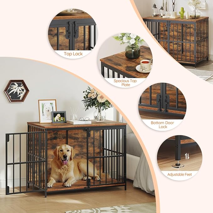 HOOBRO Dog Crate Furniture, 38.6" Large Dog Kennel Indoor