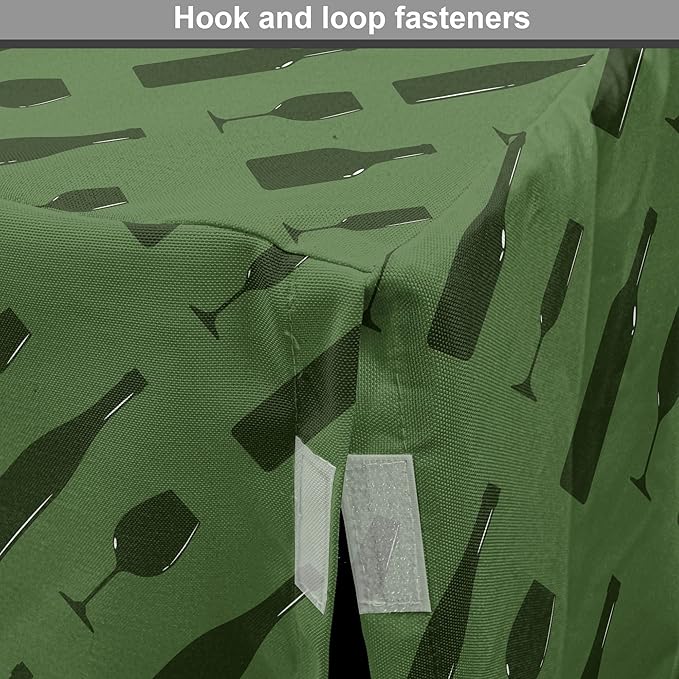 Lunarable Drinks Dog Crate Cover, Monotone Style Shapes of Wine Bottles and Glasses Diagonally Arranged, Easy to Use Pet Kennel Cover for Cats & Medium Dogs, 30 Inch, Reseda Green Olive Green