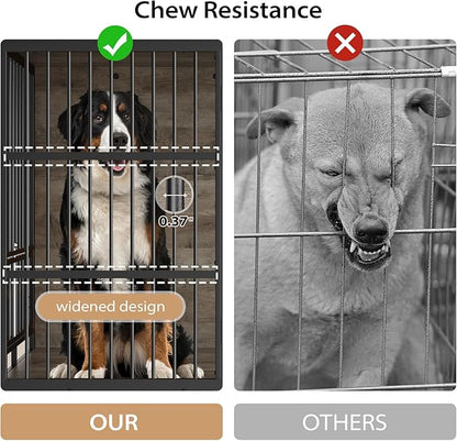 Rovibek 48 Inch Large Dog Crate with 2 Height Adjustable Dog Bowls 360° Rotatable, Extra Large Dog Kennel Indoor as End Table, Dog Cage Furniture for Large Dogs, Heavy Duty, Grey