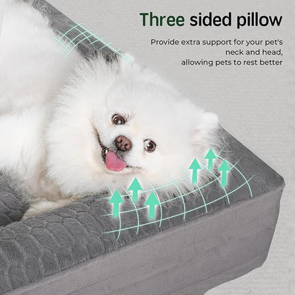 BALANCE Orthopedic Dog Bed, Egg Crate Foam Dog Couch for Pet Sleeping, Pet Sofa with Removable Washable Cover & Nonskid Bottom, Comfy Dog Bed for Medium Size Dog, Grey