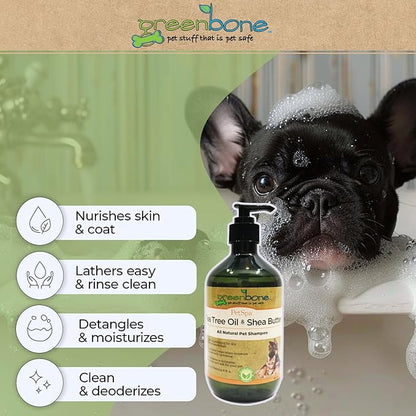 Pet Spa All-Natural Plant-Based Shampoo - Tea Tree Oil & Shea Butter - Naturally Deodorizing & Hydrating