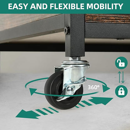 YITAHOME 24" Dog Crate Furniture with Wheels, Farmhouse Decorative Wood Dog Cage End Table Chew-Resistant Wooden Dog Kennel Indoor for Small Dogs, Rustic Brown