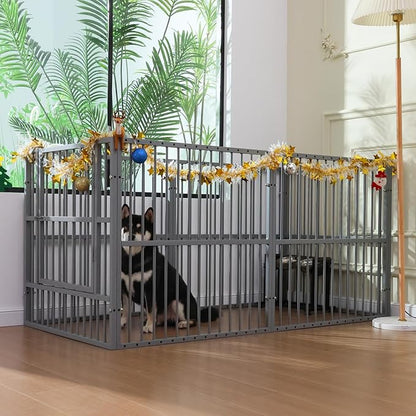 Dog Playpen - 32" Height Dog Pen, Heavy Duty Puppy Pen with Door, Safe & Sturdy, Easy Assemble for Indoor/Outdoor Pet Playpen (6 Panels with Door, Charcoal Gray)